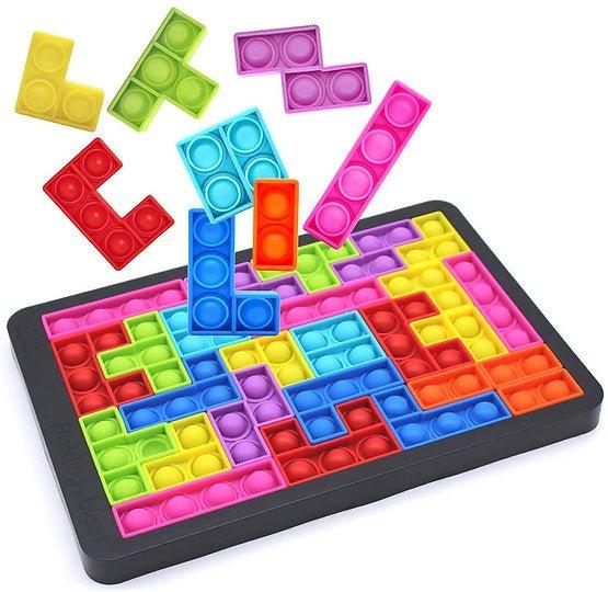 Puzzle Pop Fidget Toys Rainbow Tetris – Jeu sensoriel à bulles – Jouet  sensoriel à bulles – Plateau de jeu en silicone pour enfants et adultes de  3