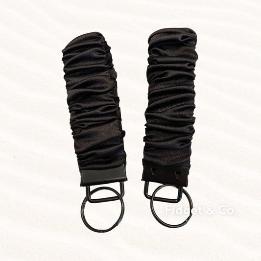 Scrunchie Wristlet Keychain Fob - Deluxe Satin Black Beauty - Fidget & Co.