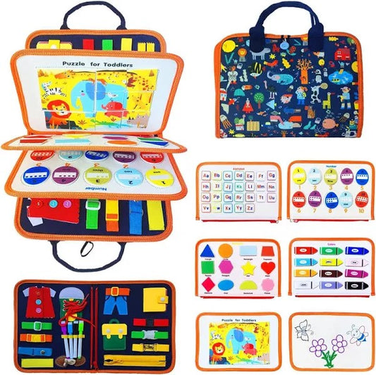 91 Pcs 7 in 1 Montessori Busy Board Bag