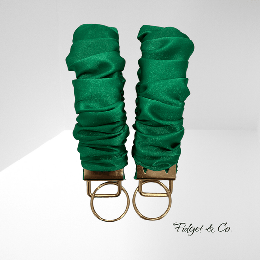 Scrunchie Wristlet Keychain Fob - Deluxe Satin - Emerald - Fidget & Co.