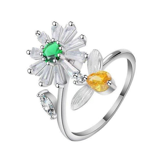 Daisy & Bee | Mati (Eye) Fidget Spinner Ring | S925 Sterling Silver | Anxiety/ Worry Ring - Fidget & Co.