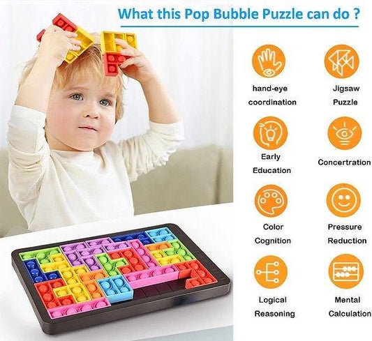 Puzzle Game Bubble POP IT Tetris Educational Sensory Relaxing Fidgets - Fidget & Co.