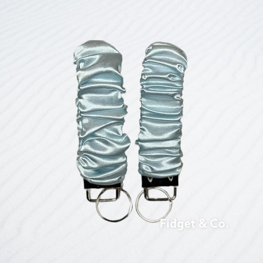 Scrunchie Wristlet Keychain Fob - Deluxe Satin - Glacier - Fidget & Co.