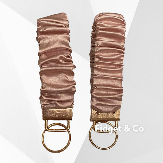 Scrunchie Wristlet Keychain Fob - Deluxe Satin - Pink Champagne - Fidget & Co.