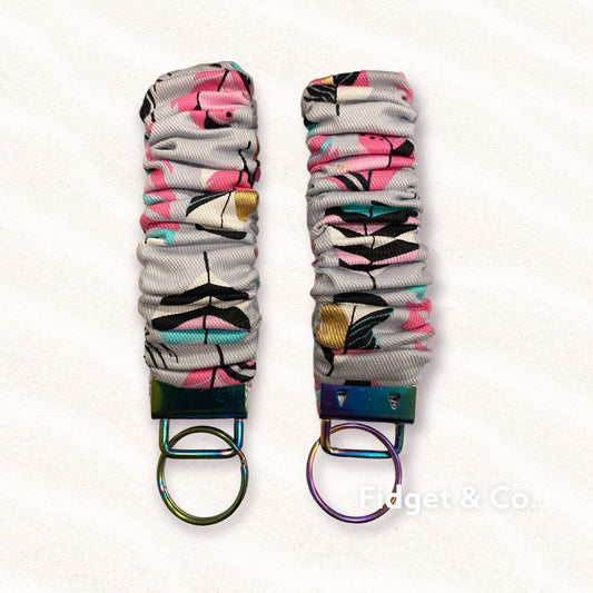 Scrunchie Wristlet Keychain Fob - Feather Floss - Fidget & Co.