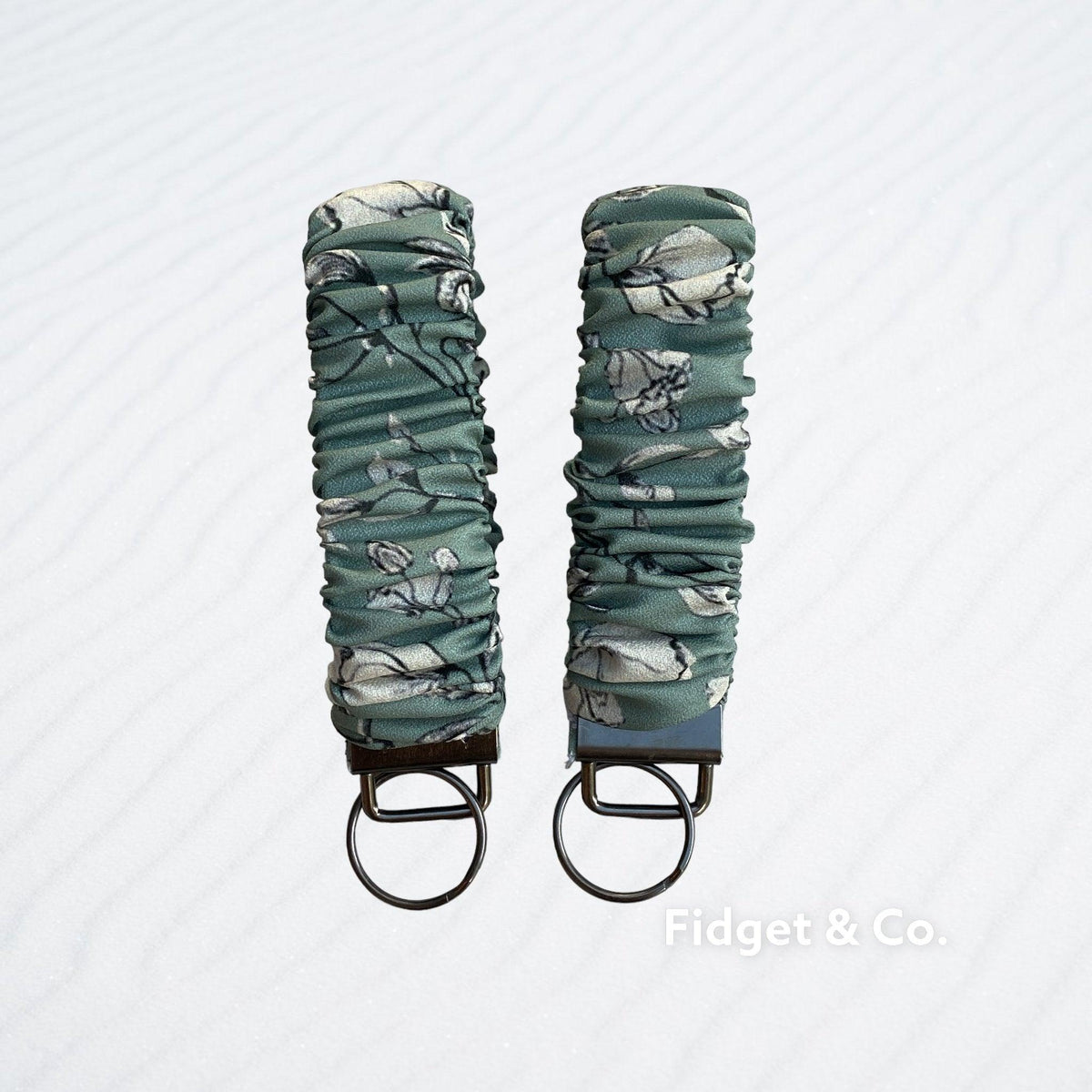 Scrunchie Wristlet Keychain Fob - Floral Olive – Fidget & Co.