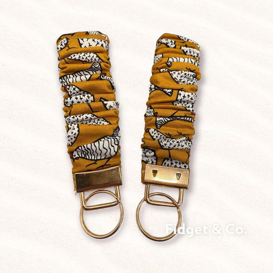 Scrunchie Wristlet Keychain Fob - Mustard Chook - Fidget & Co.
