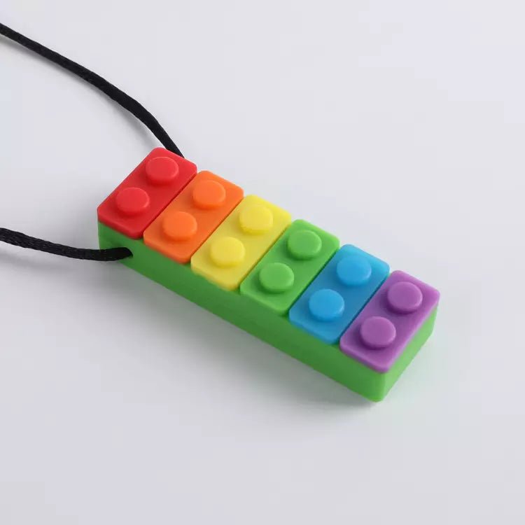 Sensory Lego Block Chewelry Silicone Pendant Necklace Fidget Co